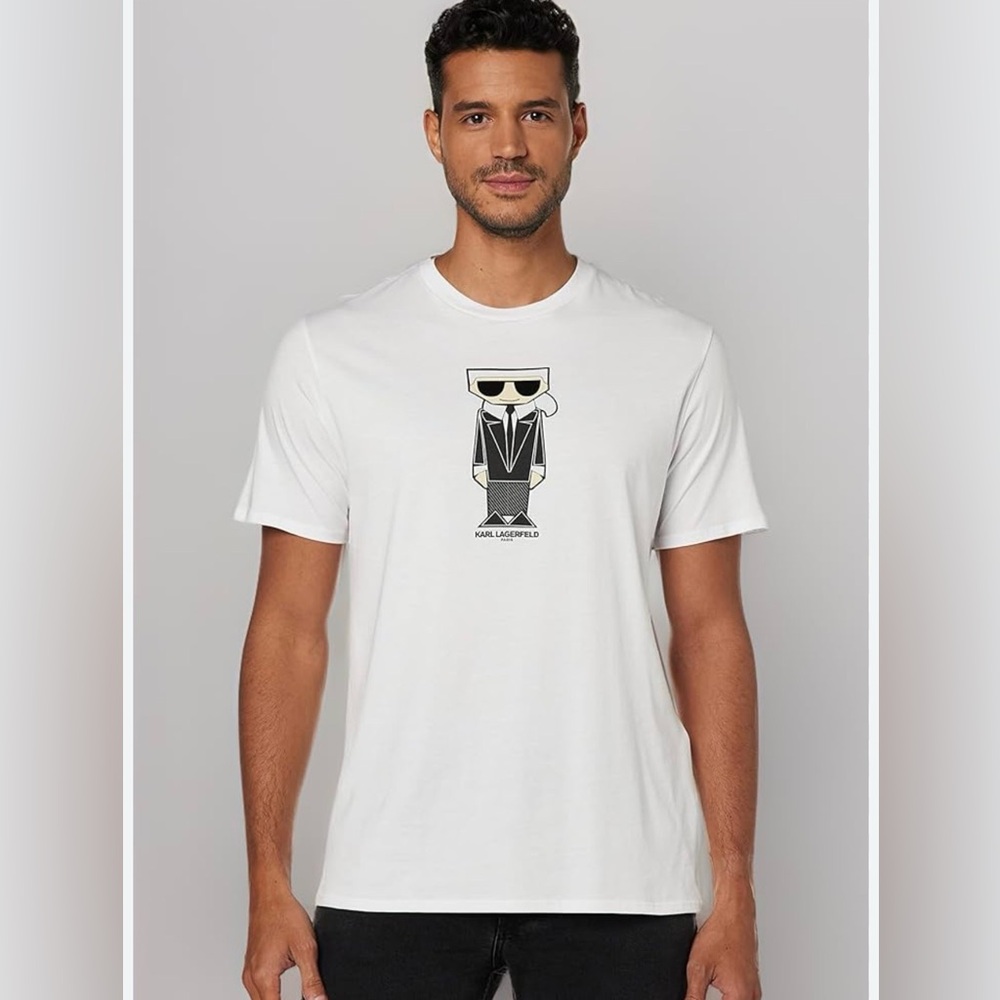 Karl Lagerfeld White Tee with Iconic Graphic